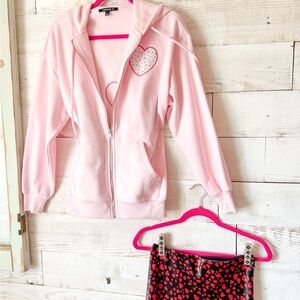 Pink Heart zipper hoodie